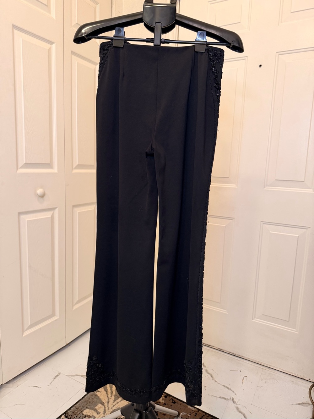 Express Black Straight Leg Pants with Beaded Side Trim